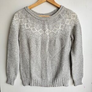 Marine Layer Fair Isle Knit Pullover Sweater Wool Blend Light‎ Gray Women's XS